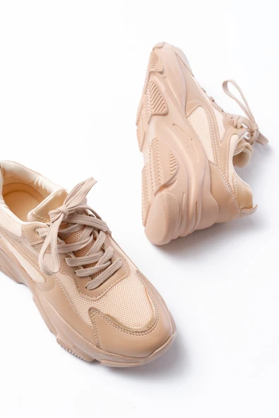 SP-149 Nut Gold Bağcıklı Fileli Günlük Spor Ayakkabı - 4