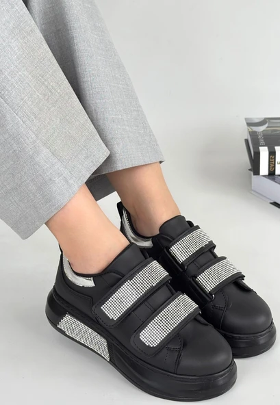 Nino Siyah Cilt Cırt Cırtlı Spor Ayakkabı - 3