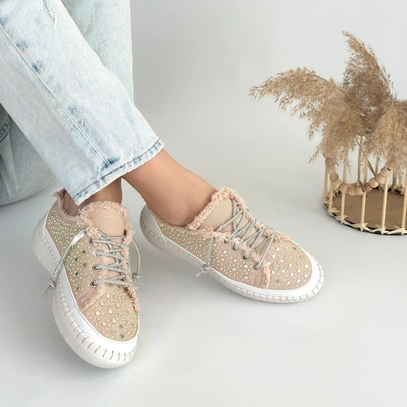 Guji Bej Kot Bağcıklı Spor Ayakkabı - 4