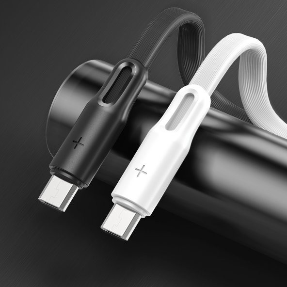 Rock S1 Micro USB Şarj ve Data Kablosu Flat Yassı 1mt 2A Siyah - 3