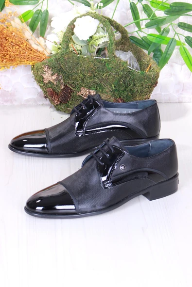 Pierre Cardin 7058 Siyah Rugan Damat Ayakkabısı Takım Ayakkabısı Erkek Klasik Ayakkabı - Resim 3