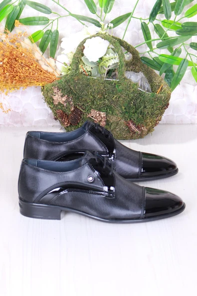 Pierre Cardin 7058 Siyah Rugan Damat Ayakkabısı Takım Ayakkabısı Erkek Klasik Ayakkabı - Resim 2