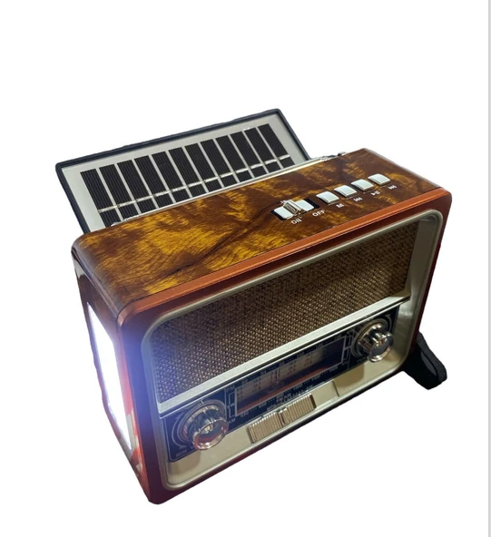 Nostalji Radyo ve Müzik Çalar  RT-359-GÜNEŞ Enerjili-Fenerli-Bluetooth-Usb-Fm