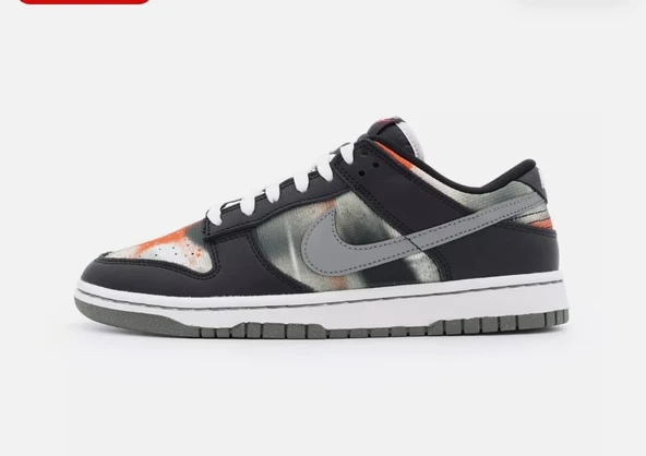 DM0108-001 Nike Dunk Low Graffiti Siyah Kırmızı Gri Turuncu Tie-Dye Khaki (Erkek) - 2