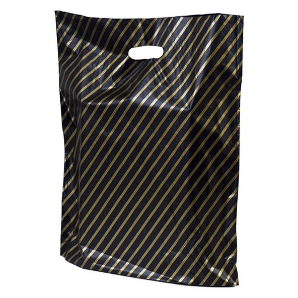 Çizgili Mağaza Poşeti (NO 4) 150 Adet 40x50 Cm Çizgili Takviyeli Poşet Diagonal Poşet