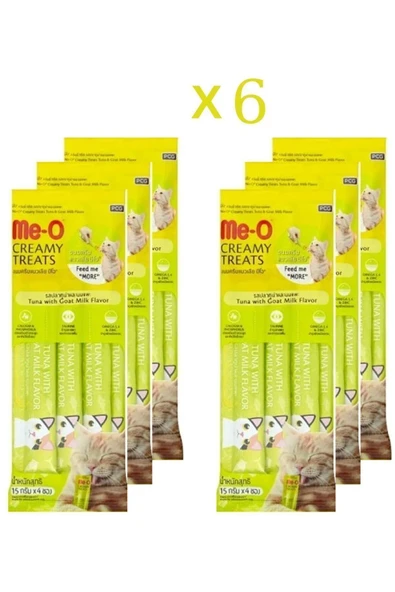 me-o Meo Creamy Treats Sıvı Kedi Ödül Maması 6lı Set Ton Balığı&keçi Sütü 6 Adet 4x15gr Toplam 360gr