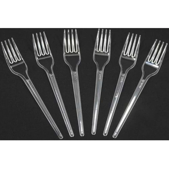 Plastik Çatal 100 Adet Şeffaf Kullan At Çatal Eko