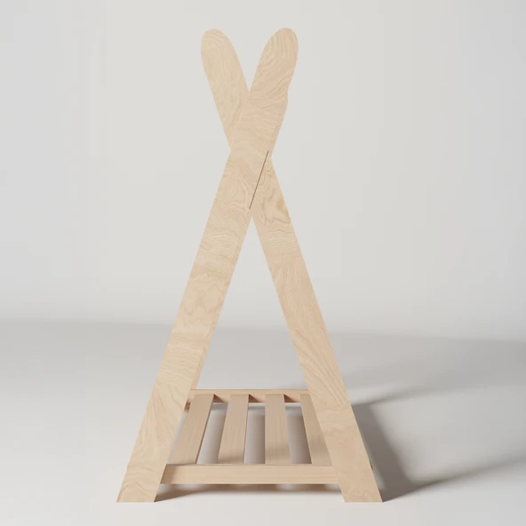 Montessori Ahşap Açık Giysi Dolabı Çocuk Elbise Askılığı - 5