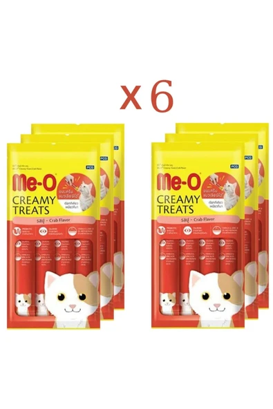 me-o Creamy Treats Sıvı Kedi Ödül Maması 6 Lı Set Yengeçli 6 Adet 4x15 Gr Toplam 360 Gr