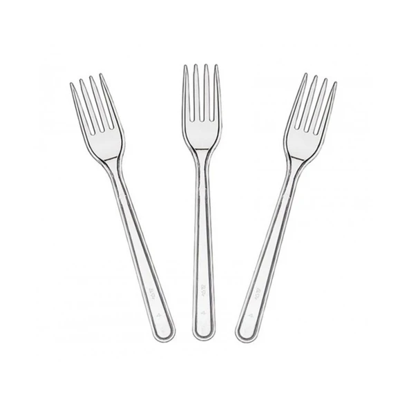 Plastik Çatal 100 Adet Şeffaf Kullan At Çatal Eko - 3