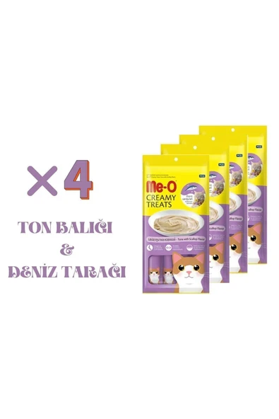 me-o Meo Creamy Treats Sıvı Kedi Ödül Maması 4 Lü Set Ton Balık Deniz Taraklı 4x15 gr Toplam 240 Gr