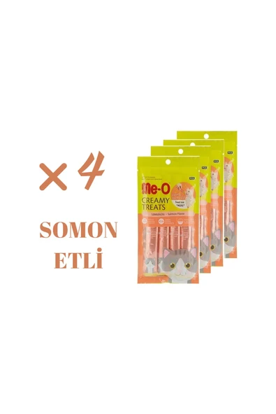 me-o Creamy Treats Sıvı Kedi Ödül Maması 4 Lü Set Somon Etli 4x15 Gr Toplam 240 Gr