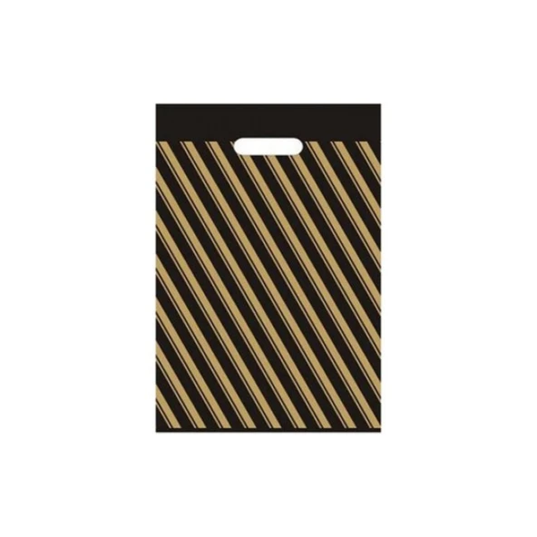 Çizgili Mağaza Poşeti (NO 2) 150 Adet 26x38 Cm Çizgili Takviyeli Poşet Diagonal Poşet - 3