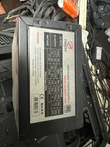 Nagas AO500 80+ Bronze 12Cm Power Supply 500W 2.EL KULLANILMIŞ - 1