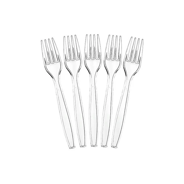 Plastik Çatal 100 Adet Şeffaf Kullan At Çatal Eko - 4