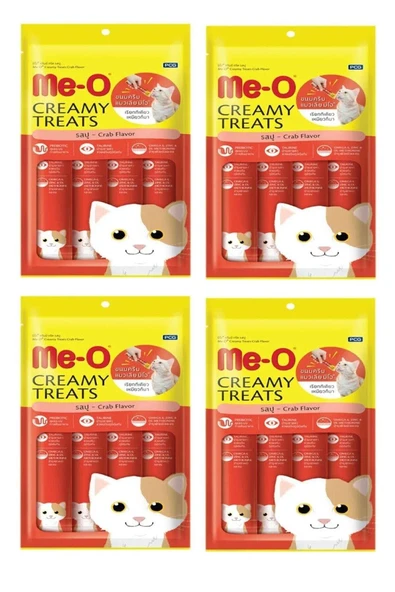 me-o Creamy Treats Yengeçli Krem Kedi Ödül Maması 4x15 gr 4lü Paket
