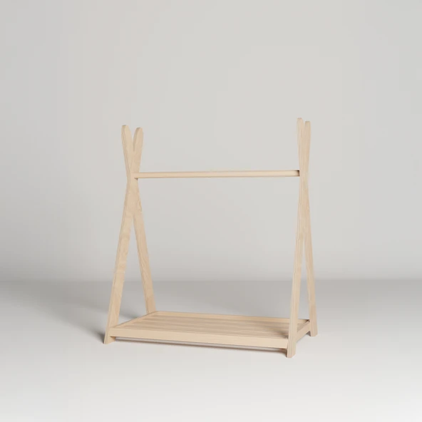 Montessori Ahşap Açık Giysi Dolabı Çocuk Elbise Askılığı - 4