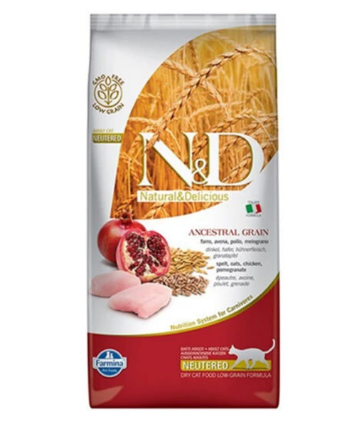 N&d Nd Ancestral Grain Düşük Tahıllı Tavuklu Ve Narlı Kısırlaştırılmış Kedi Maması 10 Kg
