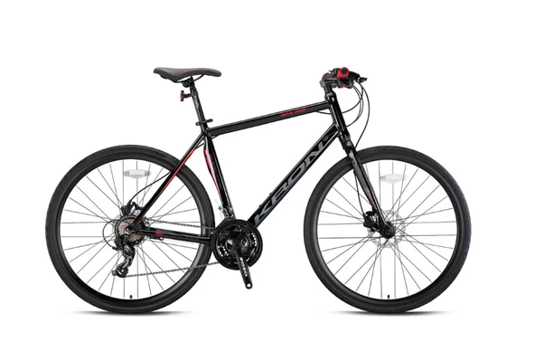 KRON SPX 100 28 JANT 21 VİTES HİDROLİK DİSK FREN SHİMANO SİSTEM ŞEHİR BİSİKLETİ 20" SİYAH-KIRMIZI/FÜME(KRN21-604) - Resim 2