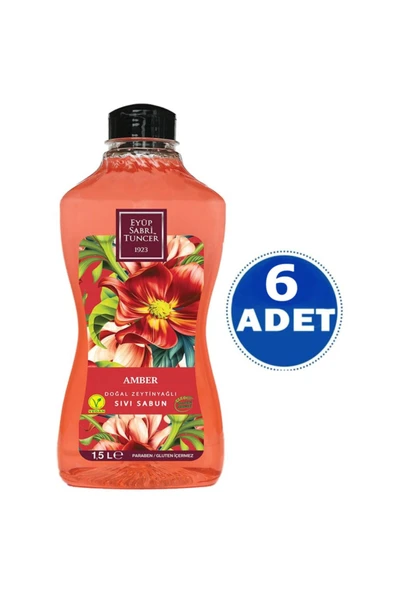 Amber Doğal Zeytinyağlı Sıvı Sabun 1.5 lt 6 Adet ürün görseli