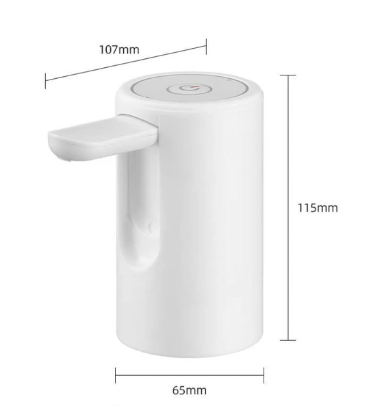 Şarjlı Damacana Su Pompası,USB Type-C 1200 mAh Otomatik İçme Suyu Pompası, Beyaz - 2