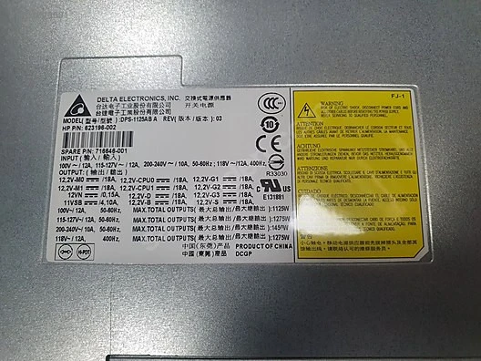 HP 623196-002 716646-001 1125W DPS-1125AB Power Supply for Z820 2.EL KULLANILMIŞ