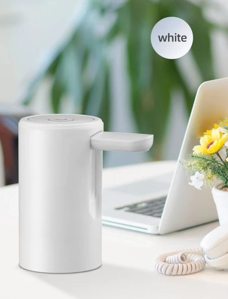 Şarjlı Damacana Su Pompası,USB Type-C 1200 mAh Otomatik İçme Suyu Pompası, Beyaz - 3