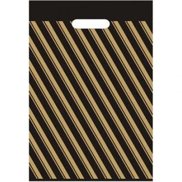 Çizgili Mağaza Poşeti (NO 3) 150 Adet 33x45 Cm Çizgili Takviyeli Poşet Diagonal Poşet - 2