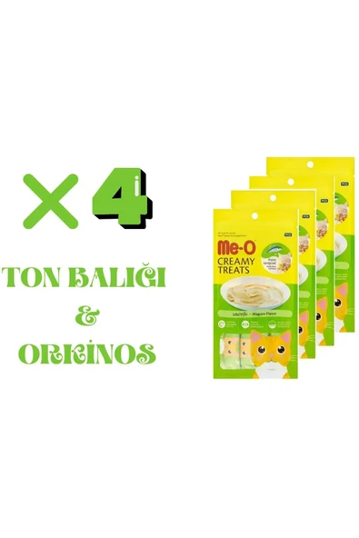 me-o Meo Creamy Treats Sıvı Kedi Ödül Maması 4 Lü Set Ton Balığı&orkinos 4x15 gr Toplam 240 gr