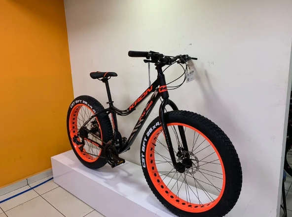KRON FXC 500 FATBIKE 24 JANT 21 VİTES MEKANİK DİSK FREN DAĞ BİSİKLETİ MAT SİYAH-NEON TURUNCU/GRİ(KRN21-583) - 2