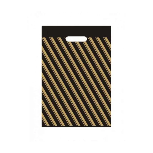 Çizgili Mağaza Poşeti (NO 3) 150 Adet 33x45 Cm Çizgili Takviyeli Poşet Diagonal Poşet - 3