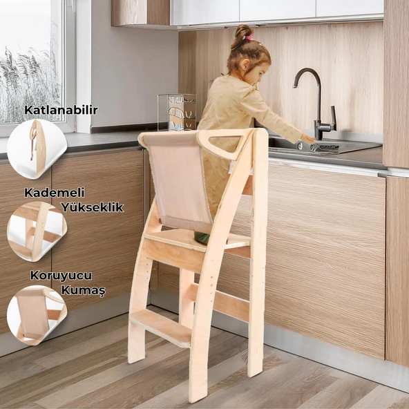 Öğrenme Kulesi Katlanabilir ve 3 Kademeli Yükseklik