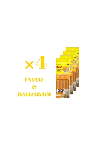 me-o Meo Creamy Treats Sıvı Kedi Ödül Maması 4 Lü Set Tavuk&bal Kabağı 4x15 gr Toplam 240 gr