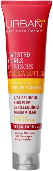 URBAN Care Twisted Curls Hibiscus & Shea Butter Kıvırcık ve Dalgalı Saçlara Özel Durulanmayan Bakım Kremi 175 ml- Vegan