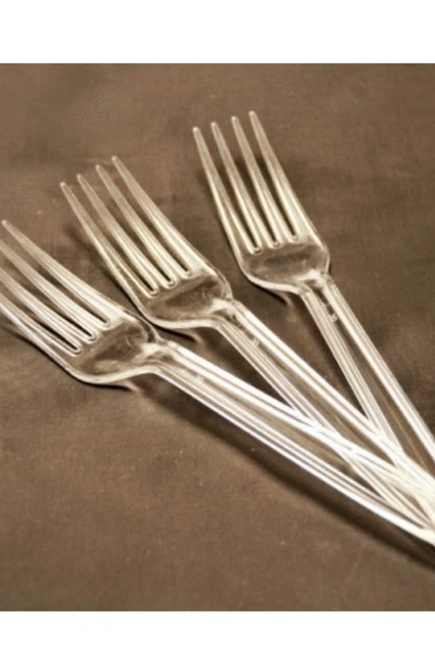 Plastik Çatal 100 Adet Şeffaf Kullan At Çatal Eko - 2