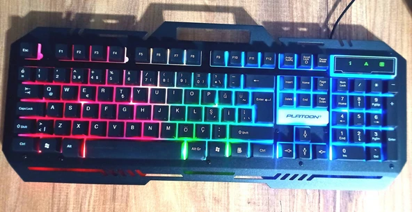 Platoon PL-488 RGB Led Aydınlatmalı Mekanik Hisli Metalik Oyuncu Klavyesi