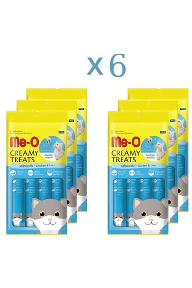 me-o Meo Creamy Treats Sıvı Kedi Ödül Maması 6 Lı Set Tavuk&ciğerli 6 Adet 4x15 gr Toplam 360 gr