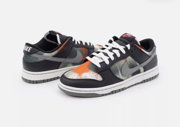 DM0108-001 Nike Dunk Low Graffiti Siyah Kırmızı Gri Turuncu Tie-Dye Khaki (Erkek) - 3