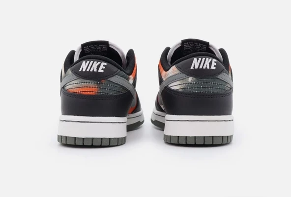 DM0108-001 Nike Dunk Low Graffiti Siyah Kırmızı Gri Turuncu Tie-Dye Khaki (Erkek) - 7