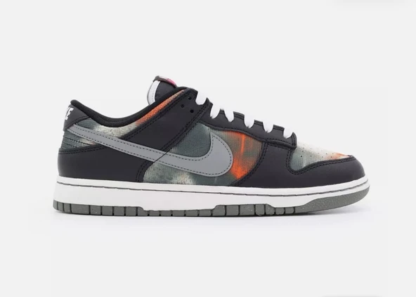 DM0108-001 Nike Dunk Low Graffiti Siyah Kırmızı Gri Turuncu Tie-Dye Khaki (Erkek)