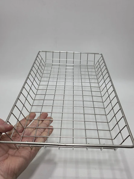 Paslanmaz Çelik Metal Sepet 49,5x25,5x4,5cm (1 Adet) - 4