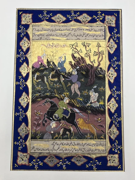 Avcılar ve Yırtıcılar Adlı El Yapımı Minyatür Resim 30x20 cm ürün görseli