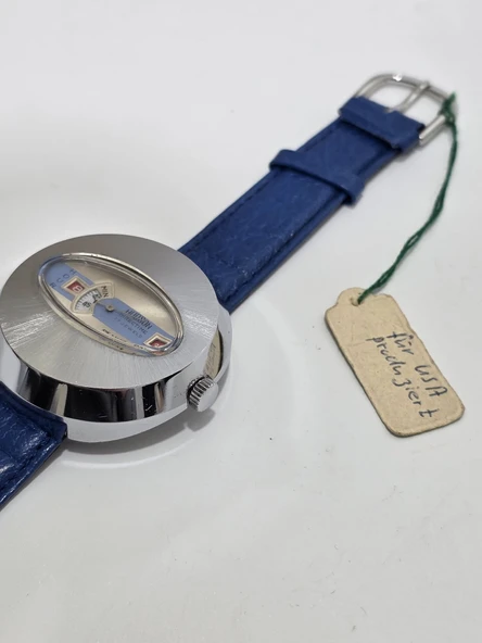 Hudson De Luxe Jump Hour 44mm Deri Kordon Erkek Kol Saati 2.El - Resim 8