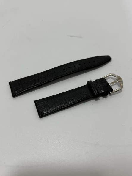 Dikişli Deri Saat Kordonu Siyah 18mm - 3