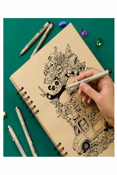 Telli Eskiz Defteri A5 Spiralli 50 Yaprak 1 Adet 120 gr 148x210 mm Karakalem Sketch Yandan Açılmalı Ezkiz Defteri Grafit - 4