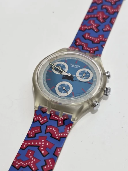 Swatch Chrono Wild Car 40mm Silikon Kordon 1992 Vintage Kol Saati (S-093)