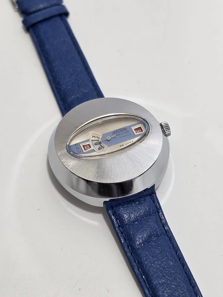 Hudson De Luxe Jump Hour 44mm Deri Kordon Erkek Kol Saati 2.El - Resim 3