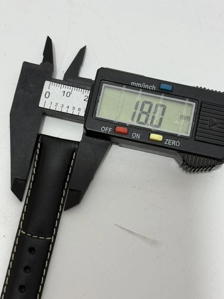 Siyah Renk Dikişli Deri Saat Kordonu Siyah 18mm - 6
