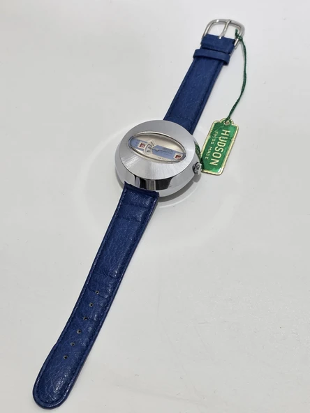 Hudson De Luxe Jump Hour 44mm Deri Kordon Erkek Kol Saati 2.El - Resim 4