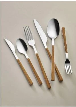 The Mia Wooden Çatal Kaşık Bıçak Takımı Gümüş 36 Parça CKB0220 - 2